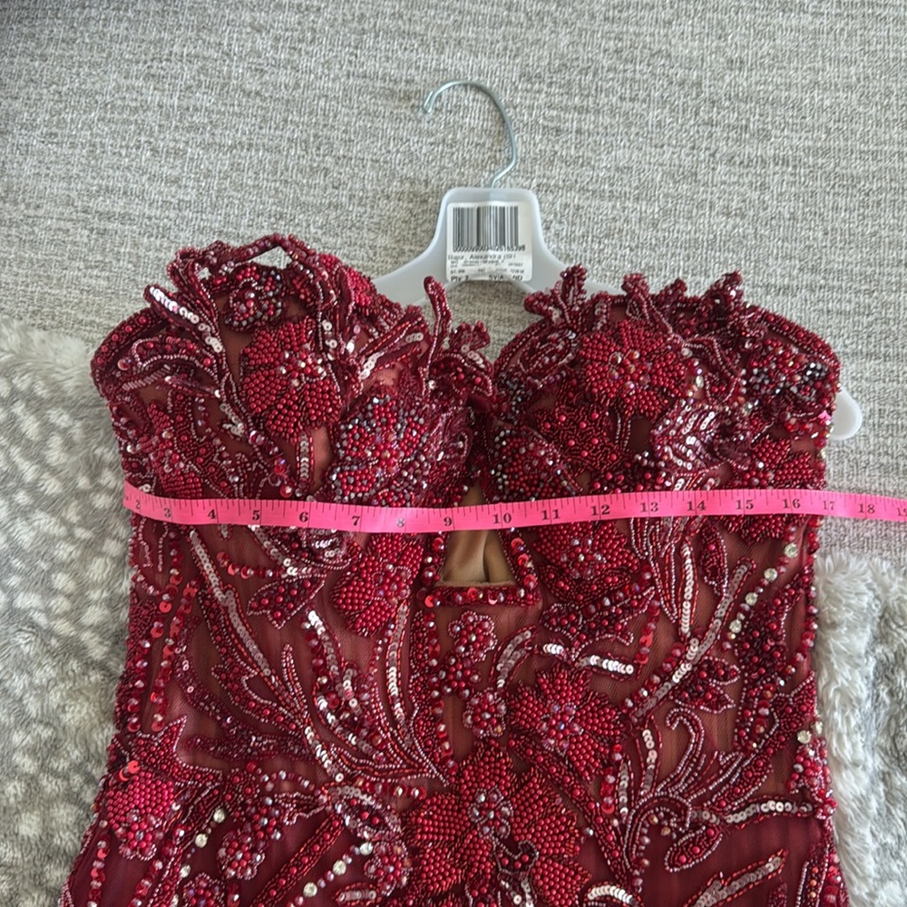 Red COSTUM MADE wedding guest gown - Picture 5 of 13